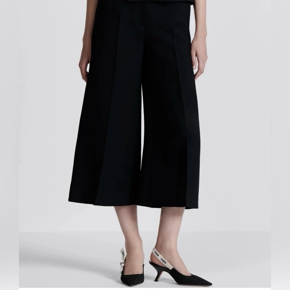 NWOT Dior Black Wool Wide Leg Cropped Trouser Pants - IT 38/US 2
